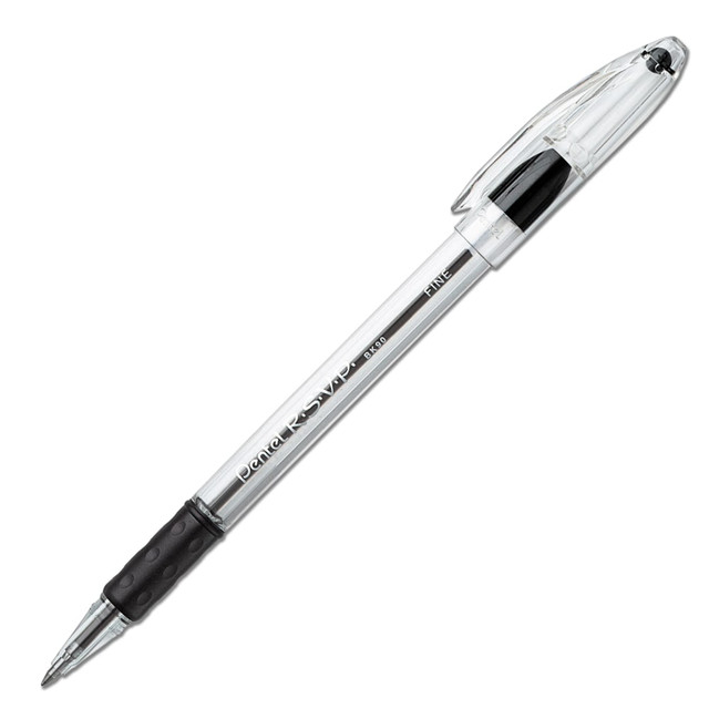 PENTEL OF AMERICA, LTD. BK90-A Pentel R.S.V.P. Ballpoint Pens, Fine Point, 0.7 mm, Clear Barrel, Black Ink, Pack Of 12 PENTEL OF AMERICA, LTD. BK90-A Pentel R.S.V.P. Ballpoint Pens, Fine Point, 0.7 mm, Clear Barrel, Black Ink, Pack Of 12