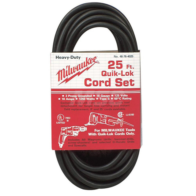 Milwaukee Tool 48-76-4025 Power Drill Quik-Lok Cord Set: