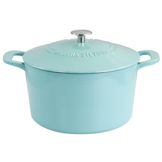 GIBSON OVERSEAS INC. 995117931M Martha Stewart Enameled Cast Iron Dutch Oven With Lid, 7-Quart, Turquoise GIBSON OVERSEAS INC. 995117931M Martha Stewart Enameled Cast Iron Dutch Oven With Lid, 7-Quart, Turquoise