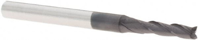 Accupro 12178931 Square End Mill: 3/32'' Dia, 3/8'' LOC, 1/8'' Shank Dia, 1-1/2'' OAL, 3 Flutes, Solid Carbide