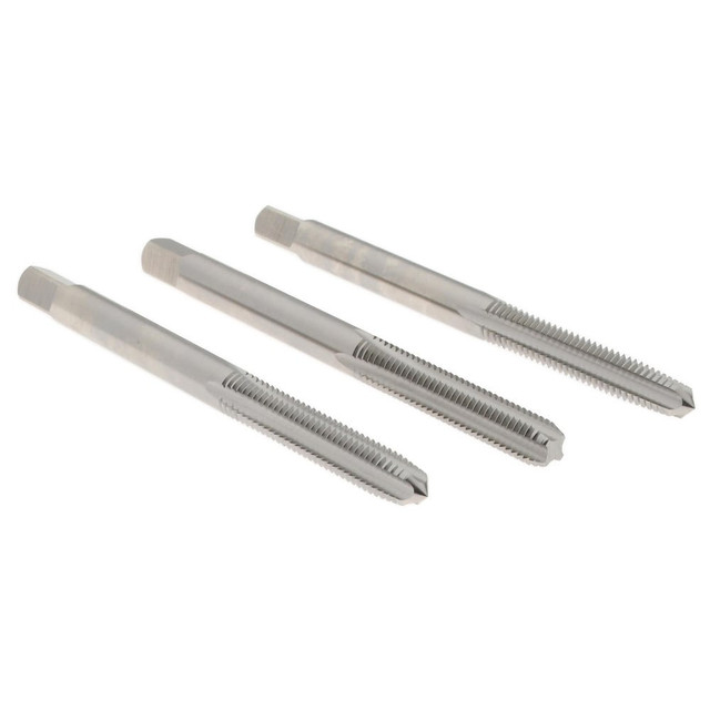 Hertel K008972AS Tap Set: #10-32 UNF, 4 Flute, High Speed Steel, Bright Finish