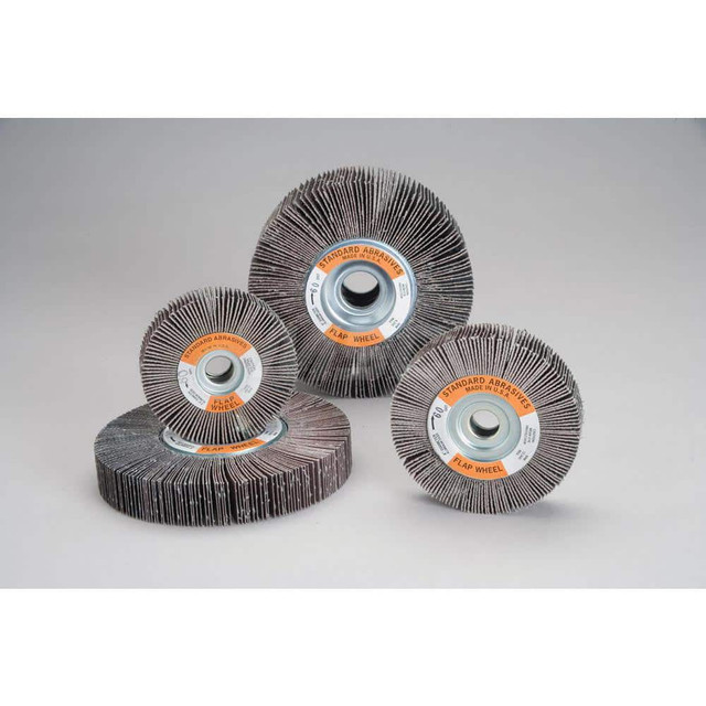 Standard Abrasives 7000122250 Mounted Flap Wheel: 6" Dia, 1" Face Width, 80 Grit, Aluminum Oxide