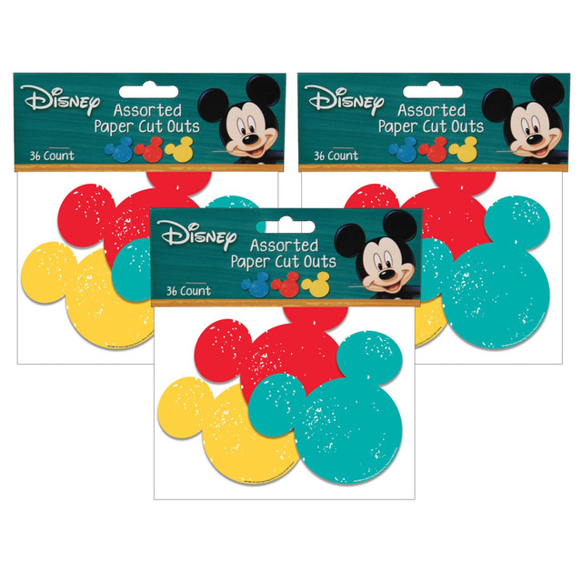 EDUCATORS RESOURCE Eureka EU-841008-3  School Paper Cut Outs, 5in, Mickey Mouse, 36 Cut Outs Per Pack, Set Of 3 Packs