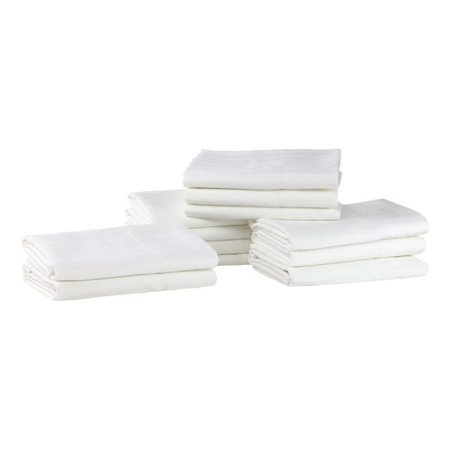 1888 MILLS, LLC X25T42X46WHT-1-LOTU 1888 Mills Lotus Satin Stripe King Pillowcases, 42in x 46in, White, Pack Of 72 Pillowcases