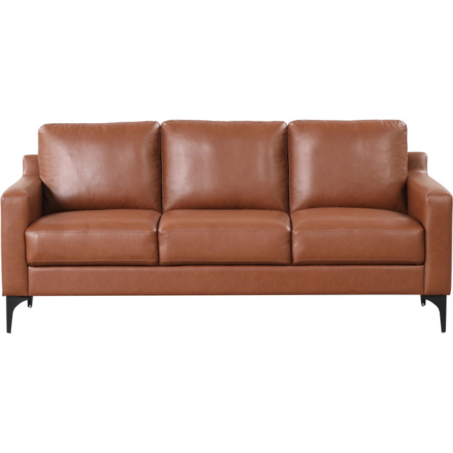 LIFESTYLE SOLUTIONS INC. 133A013BRN Serta Florence Faux Leather Sofa, 35inH x 78inW x 33-1/2inD, Brown LIFESTYLE SOLUTIONS INC. 133A013BRN Serta Florence Faux Leather Sofa, 35inH x 78inW x 33-1/2inD, Brown