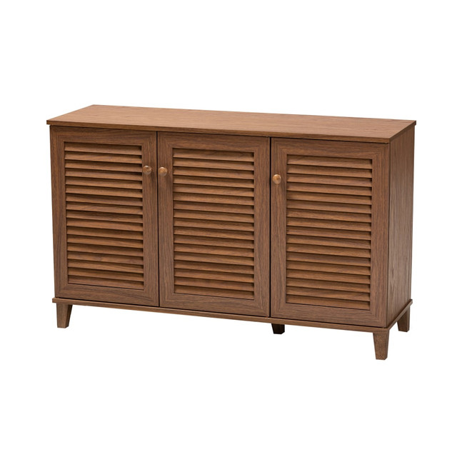 WHOLESALE INTERIORS, INC. 2721-9390 Baxton Studio Coolidge Finished 8-Shelf Wood Shoe Storage Cabinet, Walnut WHOLESALE INTERIORS, INC. 2721-9390 Baxton Studio Coolidge Finished 8-Shelf Wood Shoe Storage Cabinet, Walnut