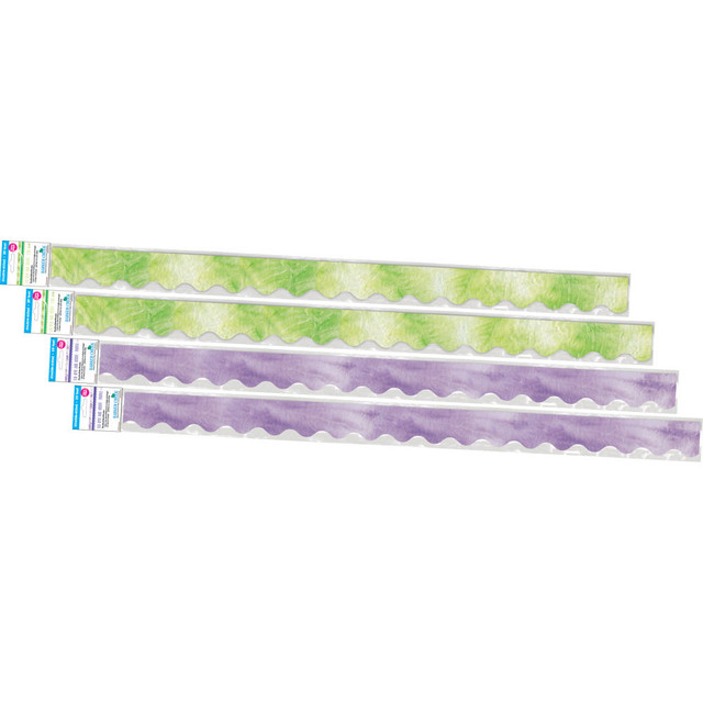 Decorate your classroom with these Barker Creek Scalloped-Edge Border Strips. Each strip is made from durable materials for reuse year after year.  Made from durable card stock for reuse.  Stylish scalloped edges.