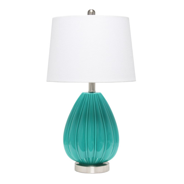 ALL THE RAGES INC LHT-5006-TL Lalia Home Pleated Table Lamp, 23-1/4inH, White Shade/Teal Base