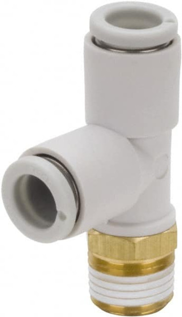 SMC PNEUMATICS KQ2Y06-01AS Push-to-Connect Tube Fitting: Male Run Tee, 1/8" Thread