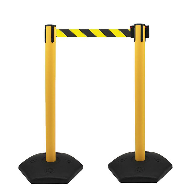 PRO-SAFE BP-UT-2.3-YB Free Standing Retractable Belt Barrier Post: 30" High, 2-1/2" Dia, Plastic Post