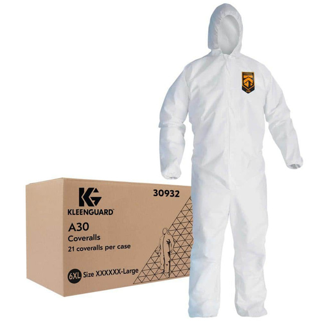 KleenGuard 30932 Disposable Coveralls: Size 6X-Large, SMS, Zipper Closure