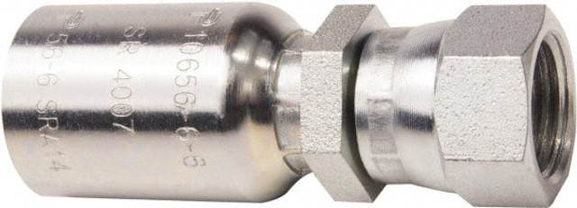 Parker 10656-8-8 Hydraulic Hose Female JIC 37 & 45 ° Dual Flare Swivel Straight Fitting: 0.5" ID, 8 mm, 3/4-16, 5,000 psi