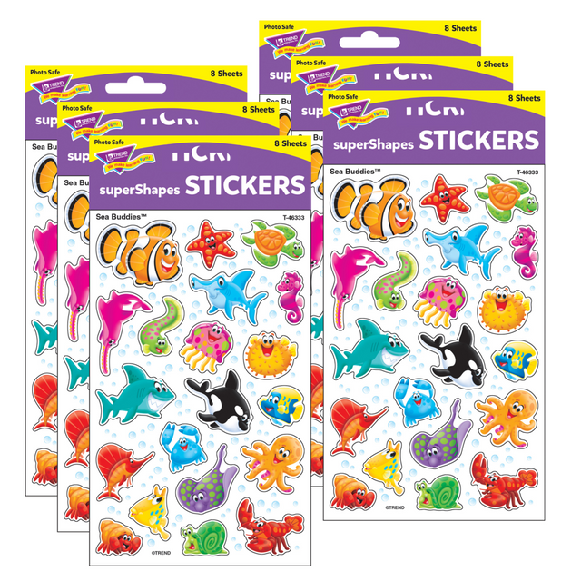 EDUCATORS RESOURCE T-46333-6 Trend superShapes Stickers, Sea Buddies, 160 Stickers Per Pack, Set Of 6 Packs EDUCATORS RESOURCE T-46333-6 Trend superShapes Stickers, Sea Buddies, 160 Stickers Per Pack, Set Of 6 Packs