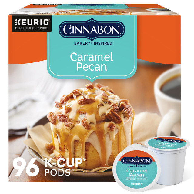 GREEN MOUNTAIN COFFEE ROASTERS, INC. 5000369043CA Green Mountain Coffee Cinnabon Caramel Pecan K-Cup Pods, Light Roast, Box Of 96 Pods GREEN MOUNTAIN COFFEE ROASTERS, INC. 5000369043CA Green Mountain Coffee Cinnabon Caramel Pecan K-Cup Pods, Light Roast, Box Of 96 Pods