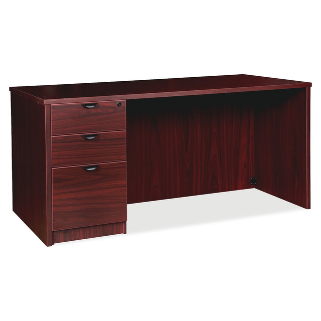 SP RICHARDS LLRPD3066LSPMY Lorell Prominence 2.0 66inW Left-Pedestal Computer Desk, Mahogany