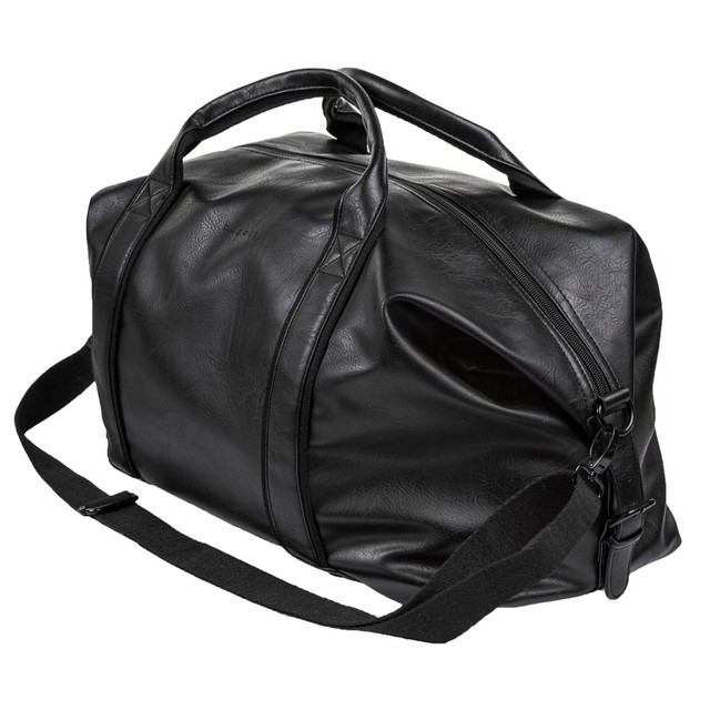 BUGATTI GROUP INC. DUF623-BLACK Bugatti Valentino Vegan Leather Duffel Bag, 11-3/4inH x 16inW x 8-1/2inD, Black