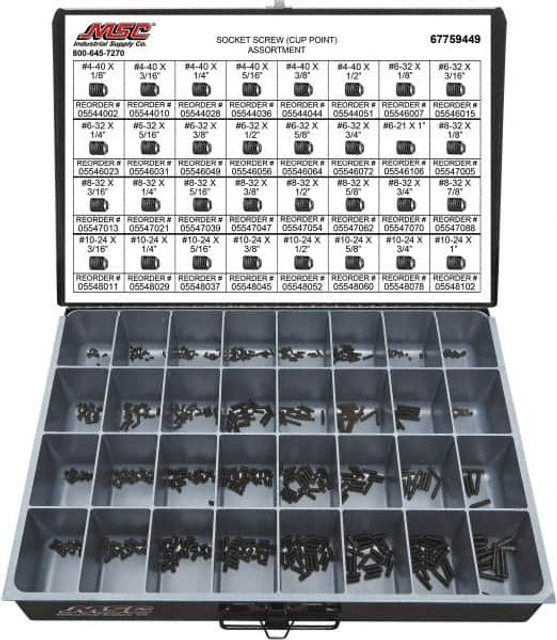 Value Collection 67759449 710 Piece, #4-40 to #10-24, Alloy Steel Set Screw Assortment