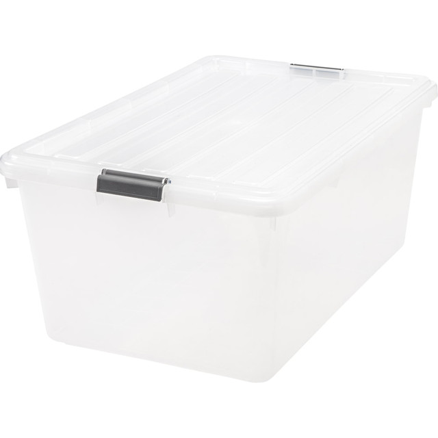 IRIS USA, INC. Iris 100101  Storage Boxes With Lift-Off Lids, 26 1/10in x 17 1/2in x 11 1/4in, Clear, Case Of 5