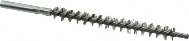 Schaefer Brush 43503 Double Stem/Single Spiral Tube Brush: 5/16" Dia, 4-1/2" OAL, Stainless Steel Bristles