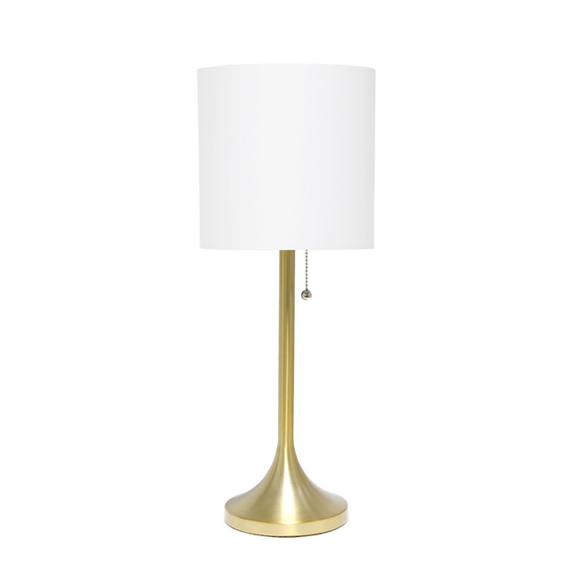 ALL THE RAGES INC LT1076-GDW Simple Designs Tapered Table Lamp, 21inH, White Shade/Gold Base