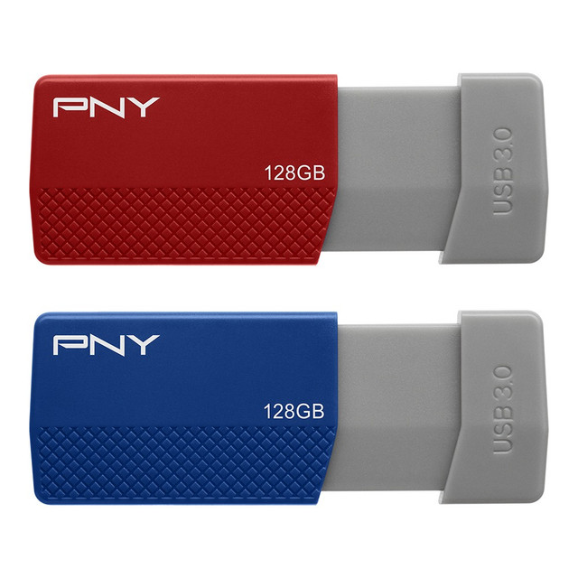 Transfer important files from your laptop to your work computer with ease using the PNY USB 3.0 Flash Drives. USB 3.0 speeds offer fast transferring speeds to get you back to work quickly.  Store and transfer large files with USB 3.0 technology.  Backwards compatible with USB 2.0 host devices at USB 2.0 speeds.  Sliding collar and capless design with an integrated loop can attach to key chains, backpacks and more.  Compatible with most PC and Mac laptop and desktop computers.  Backed by the manufacturers 1-year limited warranty.  Available in assorted colors. Option for color choice is not available.