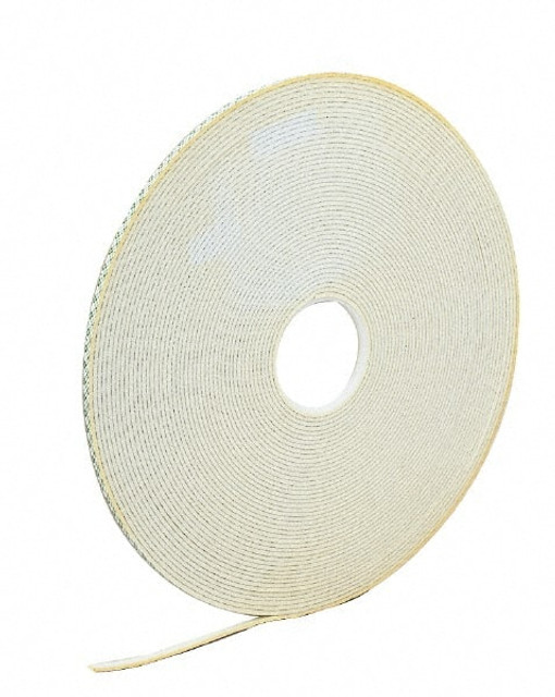 3M 7000048479 Off-White Double-Sided Urethane Foam Tape: 3/4" Wide, 36 yd Long, 1/16" Thick, Acrylic Adhesive