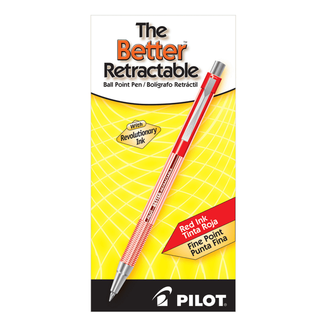 PILOT CORPORATION OF AMERICA 30002 Pilot Better Retractable Ballpoint Pens, 0.7 mm, Translucent Barrel, Red Ink, Pack Of 12 Pens