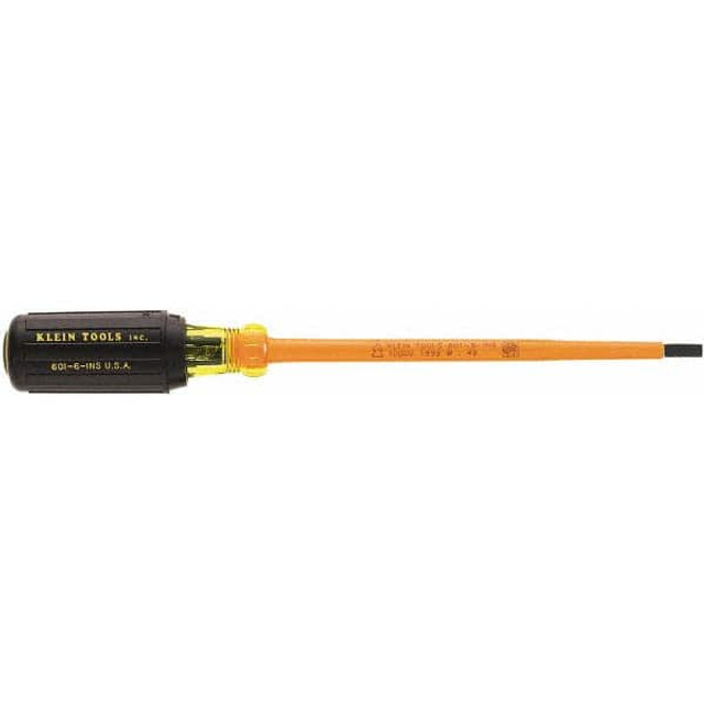 Klein Tools 601-4-INS Slotted Screwdriver: 3/16" Width, 7-3/4" OAL, 4" Blade Length