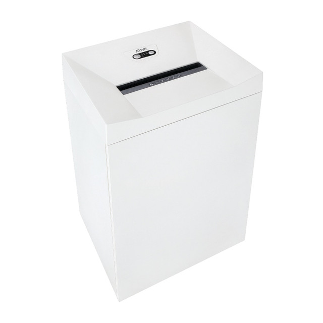 If you are looking for a mobile paper shredder with cutting-edge performance and style, look no further than this 40-sheet cross-cut shredder from Ativa. The shredder accepts a wide range of document types, and the hardened steel cutters easily slice through credit cards.  This Ativa shredder in white (PRO40C) is designed for up to 11 users.  Features cross-cut shredding for confidential personal and business documents. Shreds documents into 3/16in x 1-1/8in pieces.  Shreds up to 40 sheets per pass. 12-15/16in throat width accepts a wide variety of document sizes.  Low power consumption in standby mode.  Paper feed with overload protection reduces paper jams.  Durable, hardened steel cutters slice through credit cards. Cutters come with the manufacturers lifetime warranty.  Powerful, quiet motor helps minimize noise.  Automatically switches off if pressure is applied to the safety element.  Removable 39.6-gallon wastebasket with a separate collection bag.  Ativa is a trademark or registered trademark of The Office Club, Inc.  This product is heavy and/or oversized and may need more than one person to handle.
