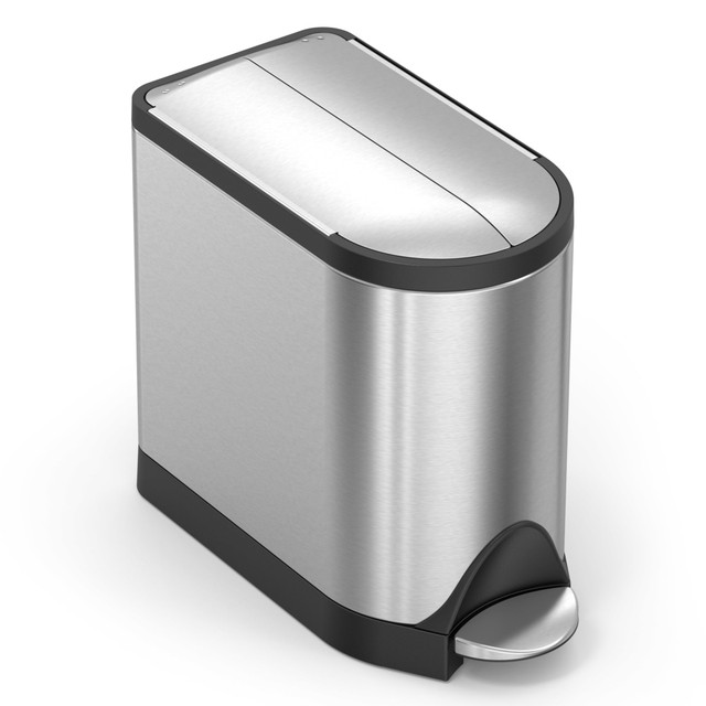 SIMPLEHUMAN LLC CW1899 simplehuman Butterfly Step Rectangular Stainless-Steel Trash Can, 2.64 Gallons, 13-3/4inH x 7-3/4inW x 15-5/8inD, Brushed Stainless Steel SIMPLEHUMAN LLC CW1899 simplehuman Butterfly Step Rectangular Stainless-Steel Trash Can, 2.64 Gallons, 13-3/4inH x 7-3/4inW x 15-5/8inD, Brushed Stainless Steel