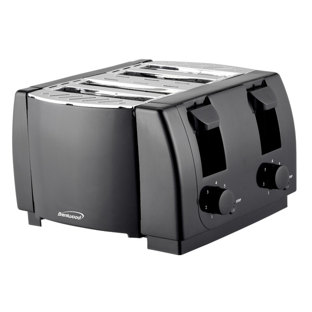 TODDYs PASTRY SHOP Brentwood 995110412M  Cool Touch 4-Slice Toaster, Black