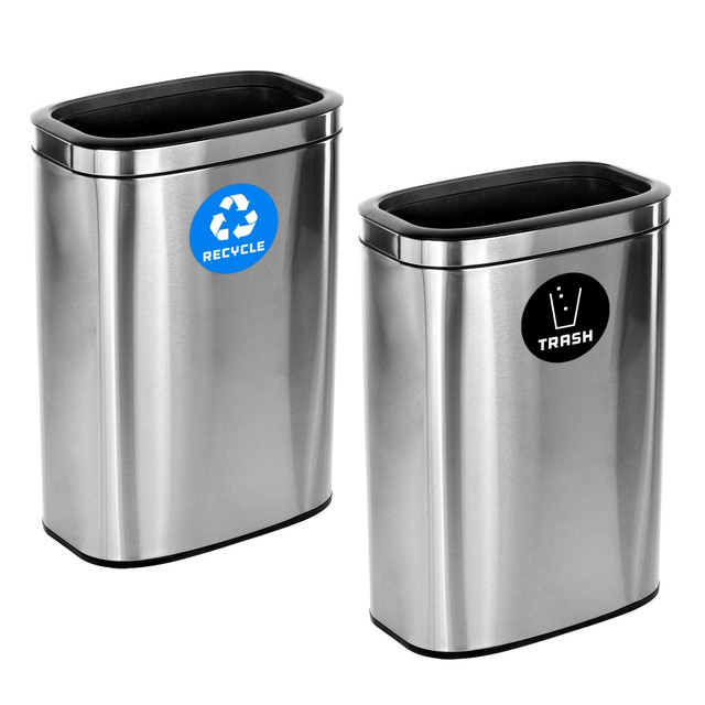 ADIR CORP. Alpine ALP470-40L-R-T  Industries Recycle Trash Stations, 10.5 Gallons, Silver, Pack Of 2 Stations