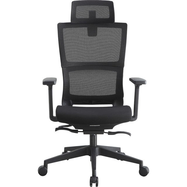 SP RICHARDS 81998 Lorell Ergonomic Mesh High-Back Chair With Headrest, Black