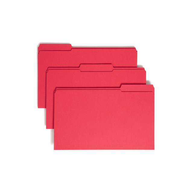 SMEAD MFG CO 2-153CR Smead Color File Folders, With Reinforced Tabs, Legal Size, 1/3 Cut, Red, Box Of 100