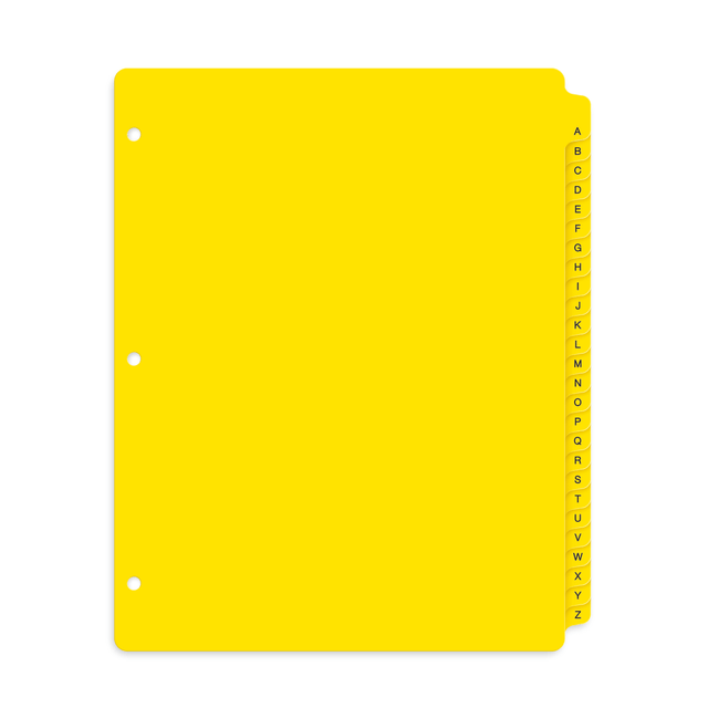 AVERY PRODUCTS CORPORATION 23081 Avery A-Z Plastic Preprinted Divider Tabs, 8-1/2in x 11in, Yellow, Set Of 26