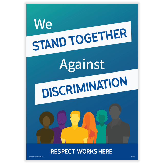 TAX FORMS PRINTING, INC. ComplyRight A2029PK3  Respect Works Here Diversity Posters, We Stand Together Against Discrimination, English, 10in x 14in, Pack Of 3 Posters