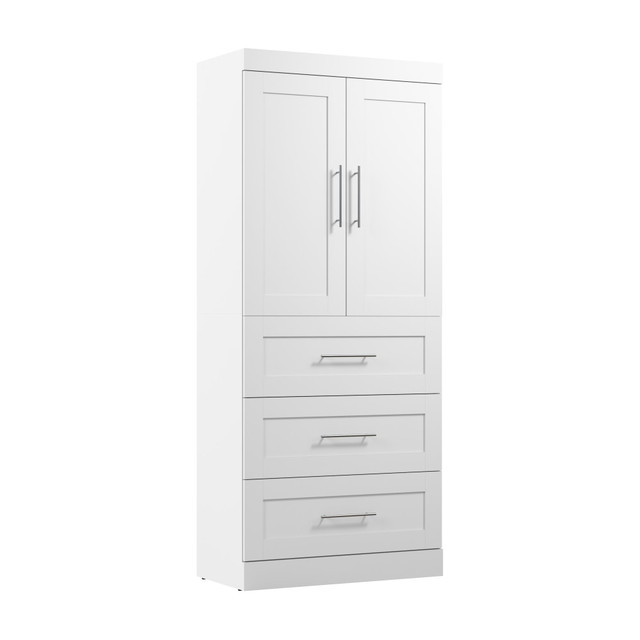 BESTAR INC. Bestar 26878-17  Pur 36inW Wardrobe With 3 Drawers, White