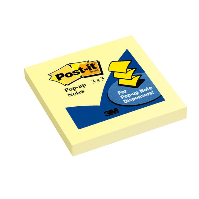 3M CO R330-YW Post-it Pop Up Notes, 1 Pad, 3 in x 3 in, Clean Removal, School Supplies and Office Products, Sticky Notes for Vertical Surfaces, Monitors, Walls and Windows, Canary Yellow