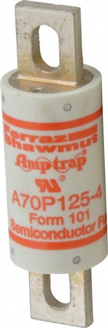 Ferraz Shawmut A70P125-4 Blade Fast-Acting Fuse: 125 A, 5-3/32" OAL, 1-1/2" Dia