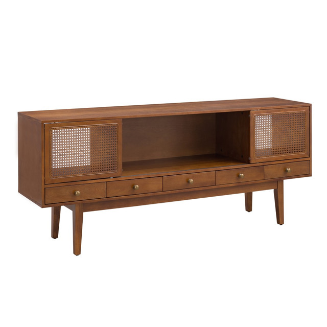 SOUTHERN ENTERPRISES, INC. SEI Furniture MS9962  Holly & Martin Simms Media Console For 68inW Flat-Screen TVs, 29-3/4inH x 70inW x 17inD, Dark Tobacco