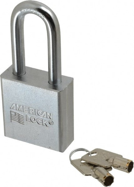 American Lock A7261KA-17852 Padlock: Steel, Keyed Alike, 2" Wide, Chrome-Plated