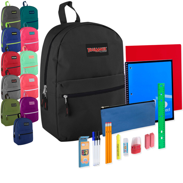 A.D. SUTTON & SONS/PACESETTER 7864SSQ24 Trailmaker Backpack And 20-Piece School Supply Set, Assorted Colors, Pack Of 24 Sets A.D. SUTTON & SONS/PACESETTER 7864SSQ24 Trailmaker Backpack And 20-Piece School Supply Set, Assorted Colors, Pack Of 24 Sets