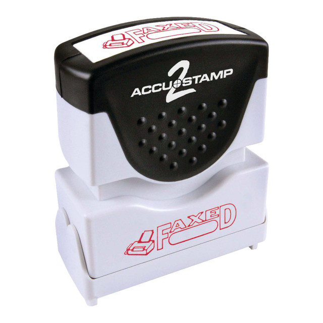 CONSOLIDATED STAMP MFG CO 035609 AccuStamp2 Faxed Stamp, Shutter Pre-Inked One-Color FAXED Stamp, 1/2in x 1-5/8in Impression, Red Ink