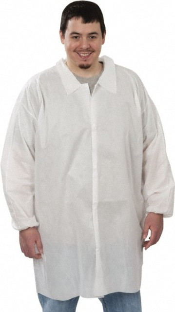 PRO-SAFE LC-SMS-2XL45W-E Lab Coat: 1.41 oz Material, Size 2X-Large, SMS