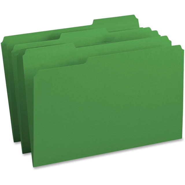 SP RICHARDS 99721 Business Source 1/3 Tab Cut Legal Top Tab File Folders - 8 1/2in x 14in - Assorted Tab Position - Stock - Green - 100 / Box SP RICHARDS 99721 Business Source 1/3 Tab Cut Legal Top Tab File Folders - 8 1/2in x 14in - Assorted Tab Position - Stock - Green - 100 / Box
