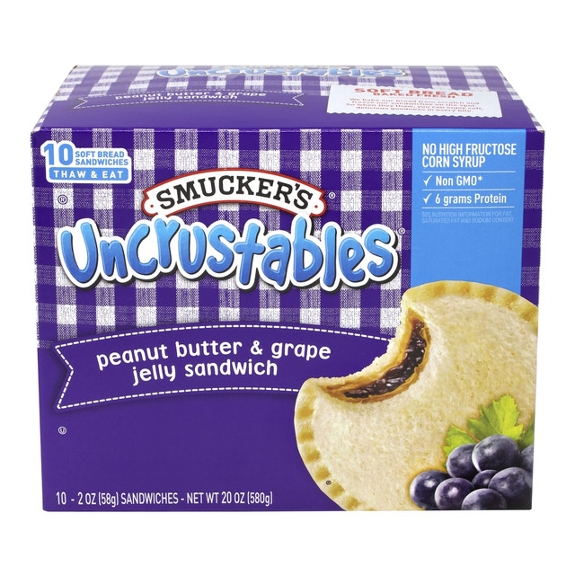 NATIONAL BRAND Smucker's 903-00135 Smuckers Uncrustables Peanut Butter & Grape Sandwiches, 2 Oz, 10 Sandwiches Per Box, Pack Of 2 Boxes