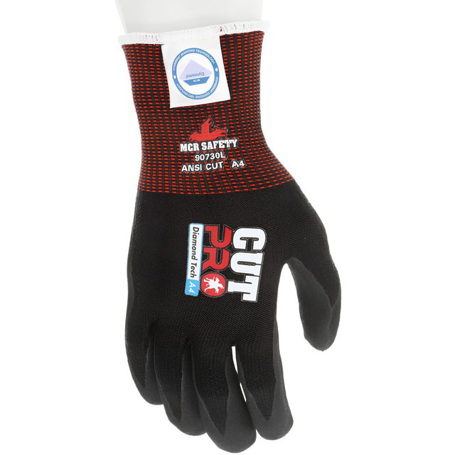 MCR Safety 90730XL Cut-Resistant Gloves: Size XL, ANSI Cut A4, Nitrile, Dyneema
