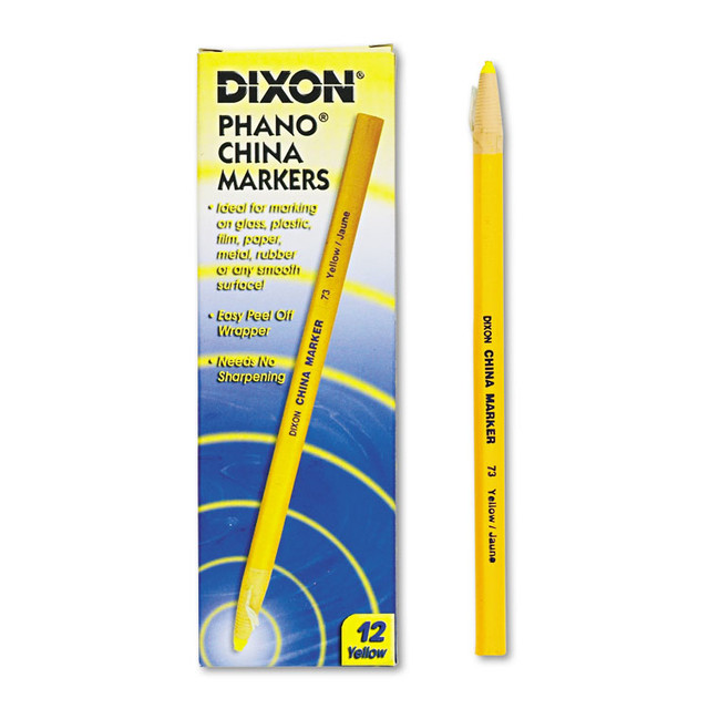 DIXON TICONDEROGA CO. 00073 China Marker, Yellow, Dozen