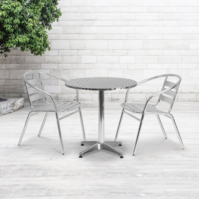 FLASH FURNITURE TLH0522 Round Metal Indoor/Outdoor Table, 27-1/2inH x 27-1/2inW x 27-1/2inD, Aluminum FLASH FURNITURE TLH0522 Round Metal Indoor/Outdoor Table, 27-1/2inH x 27-1/2inW x 27-1/2inD, Aluminum