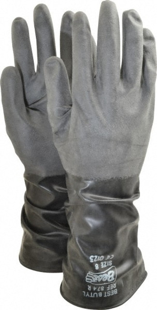 SHOWA 874R-08 Chemical Resistant Gloves: Medium, 14 mil Thick, Butyl, Unsupported